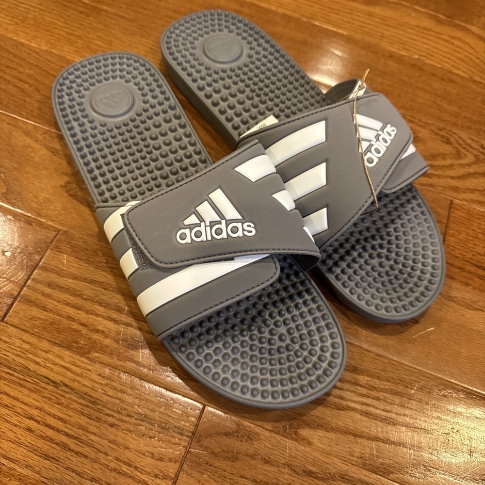 Adidas Men's Adissage Slide Sandals‎ Size 17 New In Box Gray/White